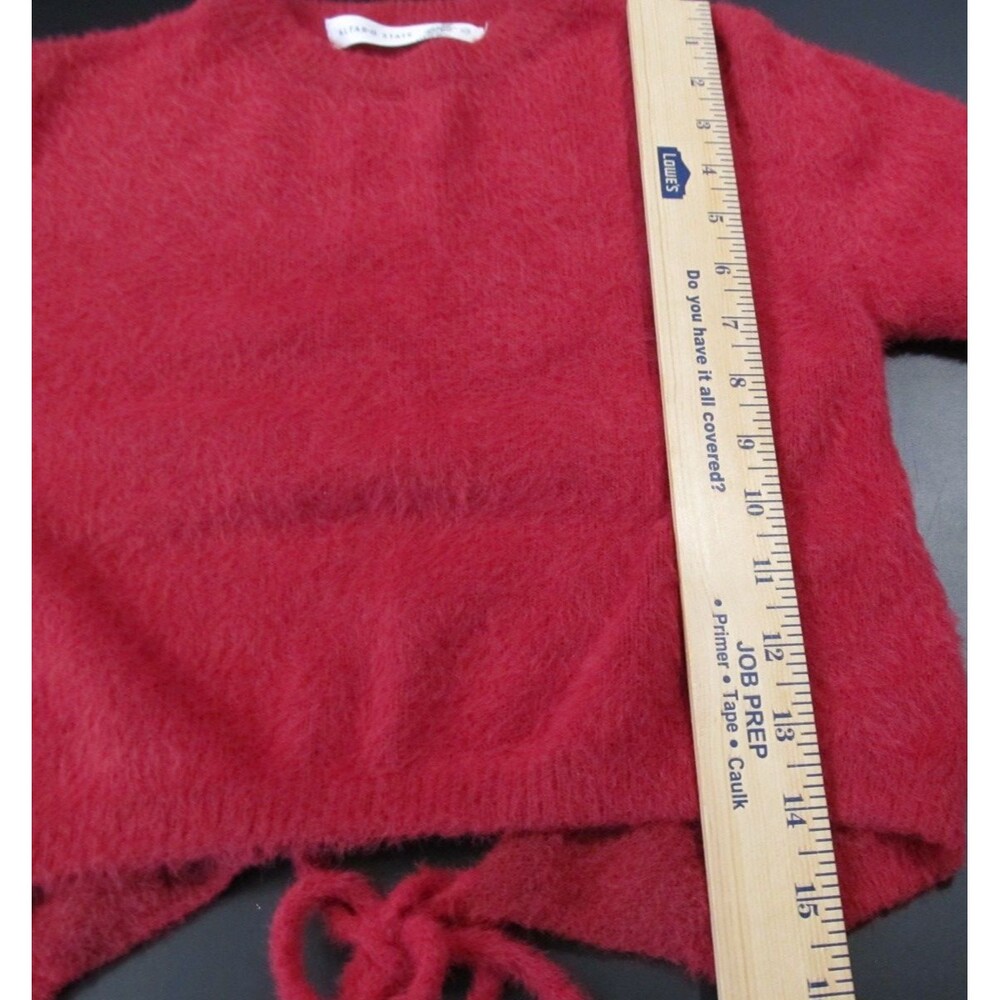 Altar’d State Fuzzy Eyelash Cropped Sweater Raspberry XS Pre‑Owned Tie back - Picture 6 of 9